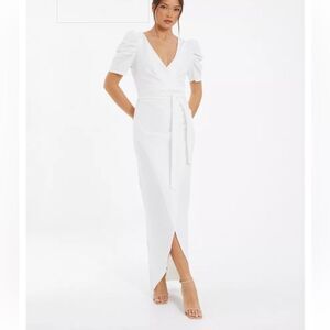 🔥Quiz Chic White Maxi Wrap Dress Sz 12 NWT